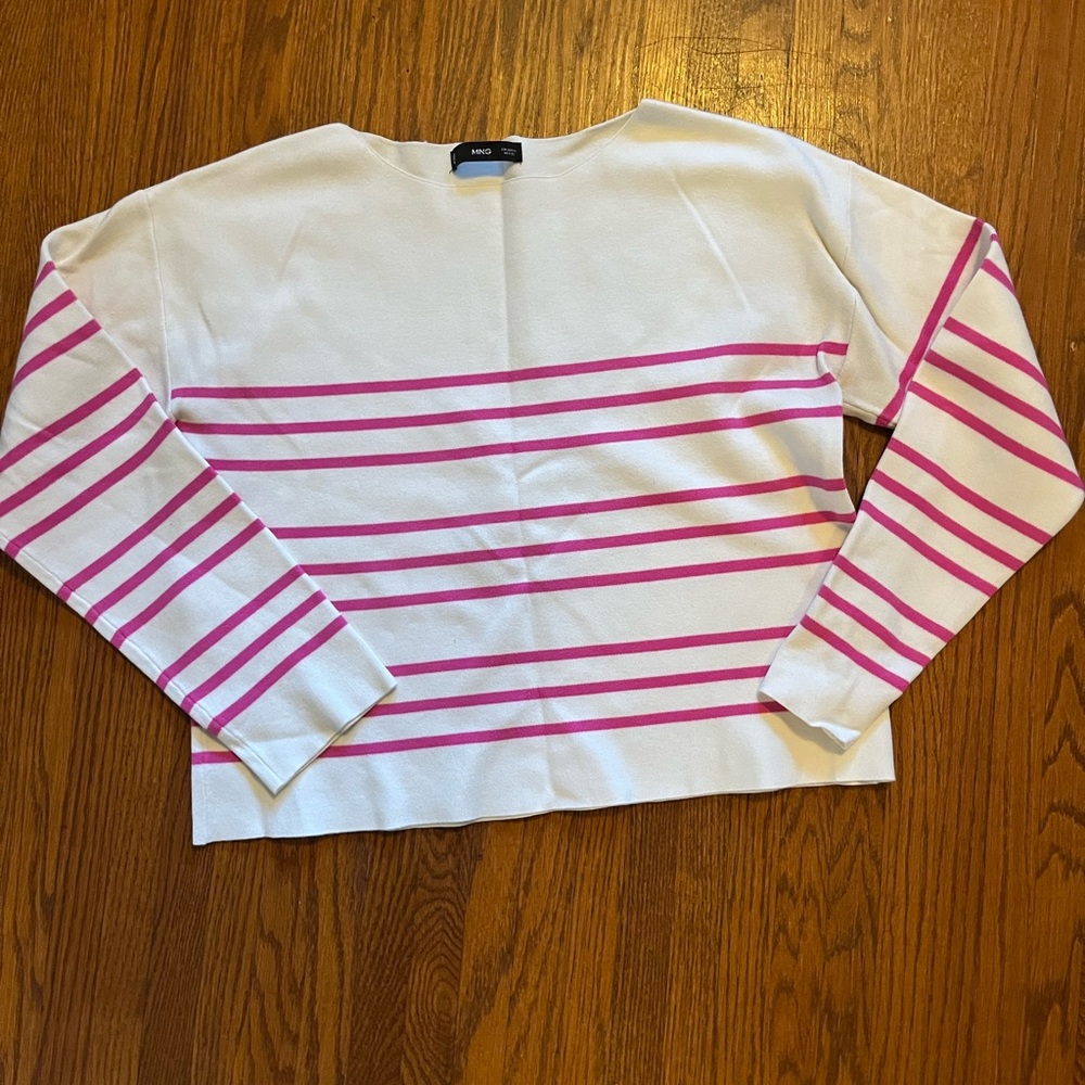 Mango White Top with Pink Detail